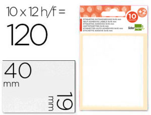 ETIQUETAS LIDERPAPEL SOBRE DE 10 H. + 2 H. OBSEQUIO 19X40 MM -10 UNIDADES POR HOJA