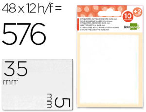 ETIQUETAS LIDERPAPEL SOBRE DE 10 H. + 2 H. OBSEQUIO 5X35 MM -36 UNIDADES POR HOJA