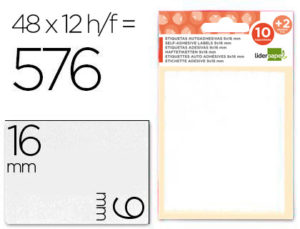 ETIQUETAS LIDERPAPEL SOBRE DE 10 H. + 2 H. OBSEQUIO 9X16 MM -48 UNIDADES POR HOJA
