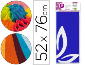 PAPEL SEDA LIDERPAPEL 52X76CM 18G/M2 BOLSA DE 5 HOJAS AZUL