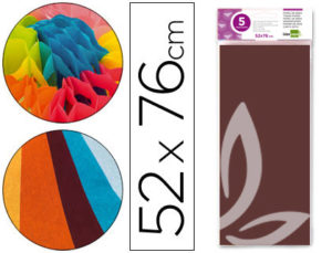 PAPEL SEDA LIDERPAPEL 52X76CM 18G/M2 BOLSA DE 5 HOJAS MARRON