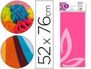 PAPEL SEDA LIDERPAPEL 52X76CM 18G/M2 BOLSA DE 5 HOJAS ROSA