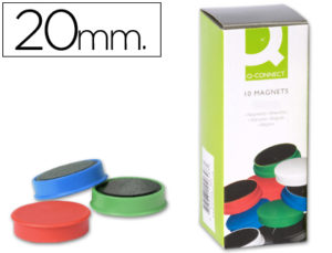 IMANES PARA SUJECION Q-CONNECT IDEAL PARA PIZARRAS MAGNETICAS20 MM COLORES SURTIDOS -CAJA DE 10 IMANES