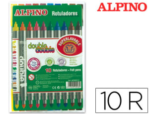 ROTULADOR ALPINO DOUBLE DOUBLE PUNTA GRUESA Y PUNTA FINA CAJA DE 10 COLORES