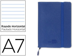 LIBRETA LIDERPAPEL SIMIL PIEL A7 120 HOJAS 70G/M2 HORIZONTAL SIN MARGEN AZUL