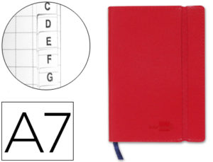 LIBRETA LIDERPAPEL SIMIL PIEL A7 120 HOJAS 70G/M2 INDICE ROJO