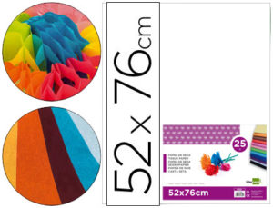 PAPEL SEDA LIDERPAPEL BLANCO 52X76 CM 18 GR -PAQUETE DE 25 HOJAS