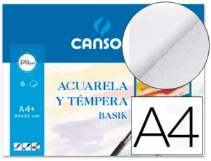 PAPEL ACUARELA BASIK CANSON DIN A4+ 370 GR PACK DE 6 HOJAS24 X 32 CM