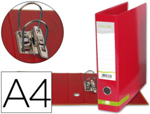 ARCHIVADOR DE PALANCA LIDERPAPEL A4 COLOR SYSTEM FORRADO SIN RADO LOMO 80MM ROJO COMPRESOR METALICO