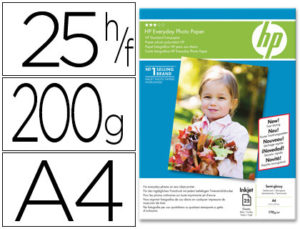 PAPEL HP FOTOGRAFICO SATINADO EVERYDAY-A4- -25 HOJAS- -200G/M2- 210X297MM