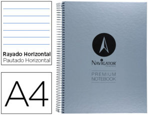 CUADERNO ESPIRAL NAVIGATOR A4 MICRO TAPA FORRADA 80H 90 GR HORIZONTAL SIN BANDAS 4 TALADROS