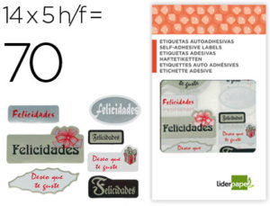 ETIQUETAS LIDERPAPEL FELICIDADES SOBRE DE 5 H.