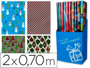 PAPEL FANTASIA NAVIDAD PAPEL METALIZADO ROLLO DE 2X0,70 MT PAPEL DE 60 GRS