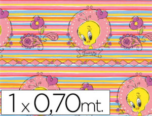 PAPEL FANTASIA WARNER BROS PLEGADO SUAVE HOJA 1X0,70 MT 60 GRS