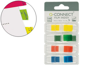 BANDERITAS SEPARADORAS Q-CONNECT DISPENSADOR 4 COLORES 36 HOJAS POR COLOR