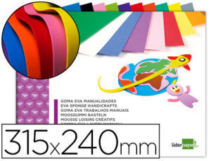 BLOC TRABAJOS MANUALES LIDERPAPEL GOMA EVA 240X315MM 10 HOJAS COLORES SURTIDOS