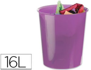 PAPELERA PLASTICO Q-CONNECT VIOLETA TRANSLUCIDO 16 LITROS