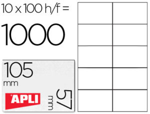 ETIQUETA ADHESIVA APLI 1278 TAMAÑO 105X57 MM PARA FOTOCOPIADORA LASER INK-JET CAJA CON 100 HOJAS DIN A4