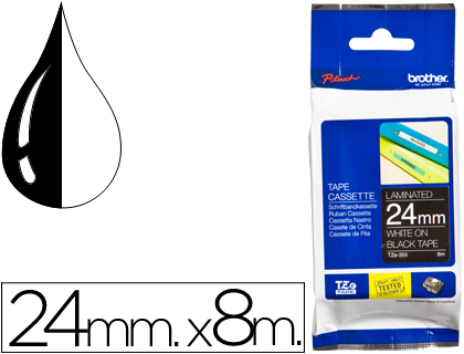 CINTA BROTHER TZE-355 NEGRO-BLANCO 24MM LONGITUD 8MT