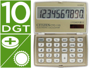 CALCULADORA CITIZEN BOLSILLO CTC-110 B 10 DIGITOS CREMA CHAMPAN 106X63X14 MM