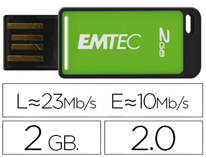 MEMORIA USB EMTEC FLASH 2GB 2.0 EM-DESK 23MB/S VERDE