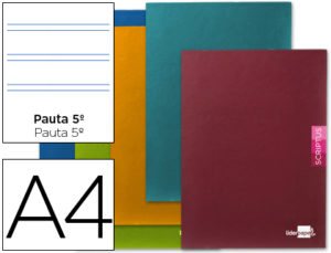 LIBRETA LIDERPAPEL SCRIPTUS A4 48 HOJAS 90G/M2 PAUTA 5ª 2.5MM CON MARGEN