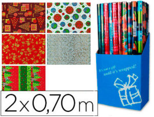 PAPEL FANTASIA NAVIDAD HOLOGRAFICO ROLLO DE 1,50X0,70 MT SURTIDOS