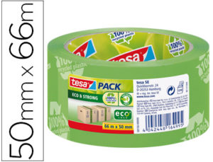 CINTA ADHESIVA TESA VERDE 66MTX50MM TEXTO 100%RECYCLED PLASTIC -PARA EMBALAJE