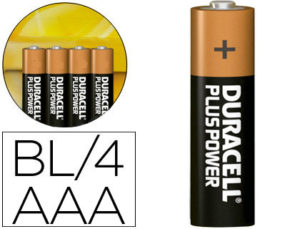 PILA DURACELL ALCALINA PLUS AAA BLISTER CON 4 PILAS