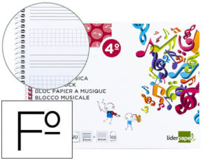 BLOC MUSICA LIDERPAPEL COMBI PENTAGRAMA 3MM MAS CUADRICULA DE 4MM PARA ANOTACIONES CUARTO20 HOJAS 100G/M2