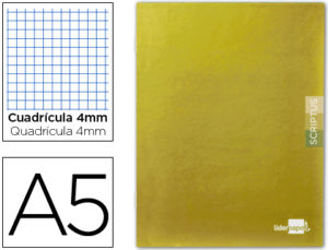 LIBRETA LIDERPAPEL SCRIPTUS A5 48 HOJAS 90G/M2 CUADRO 4MM CON MARGEN COLOR NARANJA