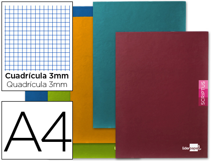LIBRETA LIDERPAPEL SCRIPTUS A4 48 HOJAS 90G/M2 CUADRO 3MM CON MARGEN