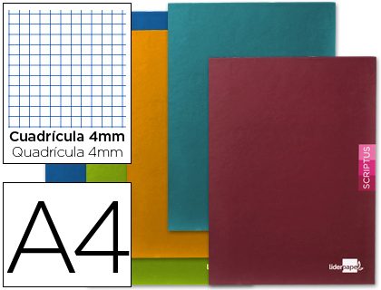 LIBRETA LIDERPAPEL SCRIPTUS A4 48 HOJAS 90G/M2 CUADRO 4MM CON MARGEN