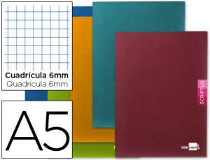 LIBRETA LIDERPAPEL SCRIPTUS A5 48 HOJAS 90G/M2 CUADRO 6MM CON MARGEN