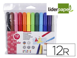 ROTULADOR LIDERPAPEL JUMBO BOLSA 12 COLORES