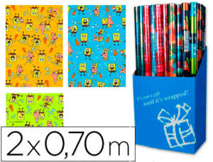 PAPEL FANTASIA INFANTIL BOB ESPONJA ROLLO DE 2X0,70 MT PAPEL 60 GRS
