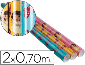 PAPEL FANTASIA INFANTIL DORA ROLLO DE 2X0,70 MT PAPEL 60 GRS