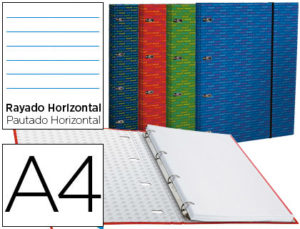 CARPETA CON RECAMBIO LIDERPAPEL A4 HORIZONTAL FORRADA 4 ANILLAS 20MM