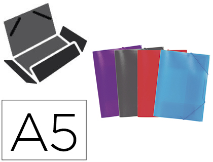 CARPETA LIDERPAPEL GOMAS SOLAPAS POLIPROPILENO DIN A5 COLORES SURTIDOS
