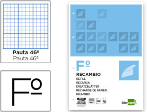 RECAMBIO LIDERPAPEL FOLIO 100 HOJAS 60G/M2RAYADO Nº46 4 TALADROS