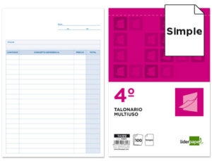 TALONARIO LIDERPAPEL MULTIUSOS CUARTO ORIGINAL T199