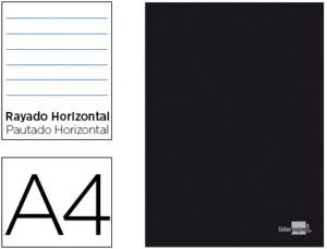 LIBRETA LIDERPAPEL TAPA NEGRA A4 80 HOJAS 60G/M2 HORIZONTAL CON DOBLE MARGEN