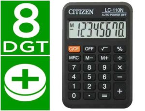 CALCULADORA CITIZEN BOLSILLO LC-110 8 DIGITOS NEGRA