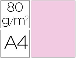 PAPEL COLOR LIDERPAPEL A4 80G/M2 ROSA PASTEL PAQUETE DE 15