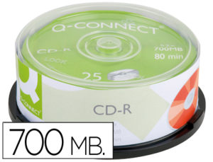 CD-R Q-CONNECT CAPACIDAD 700MB DURACION 80MIN VELOCIDAD 52X BOTE DE 25 UNIDADES