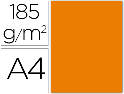 CARTULINA GUARRO DIN A4 NARANJA 185 GR PAQUETE 50 H