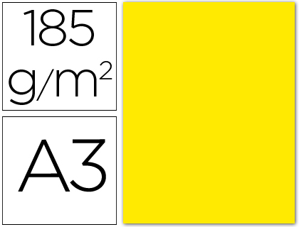 CARTULINA GUARRO DIN A3 AMARILLO FLUORESCENTE 185 GR PAQUETE 50 H