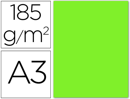 CARTULINA GUARRO DIN A3 VERDE FLUORESCENTE 185 GR PAQUETE 50 H