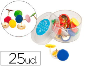 CHINCHETAS LIDERPAPEL PLASTIFICADAS CAJA DE 25 UNIDADES COLORES SURTIDOS