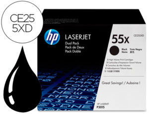 TONER HP LASERJET CE255XD NEGRO 12500 PAG PACK 2